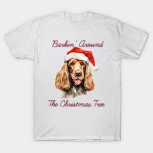 Christmas English Cocker Spaniel Dog in Santa Hat T-Shirt